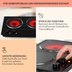 Ramsey Doppel-Kochfeld 2400W 11 Leistungsstufen Glaskeramik -Haushaltsgeräte Store 10040071 de 0004 usp