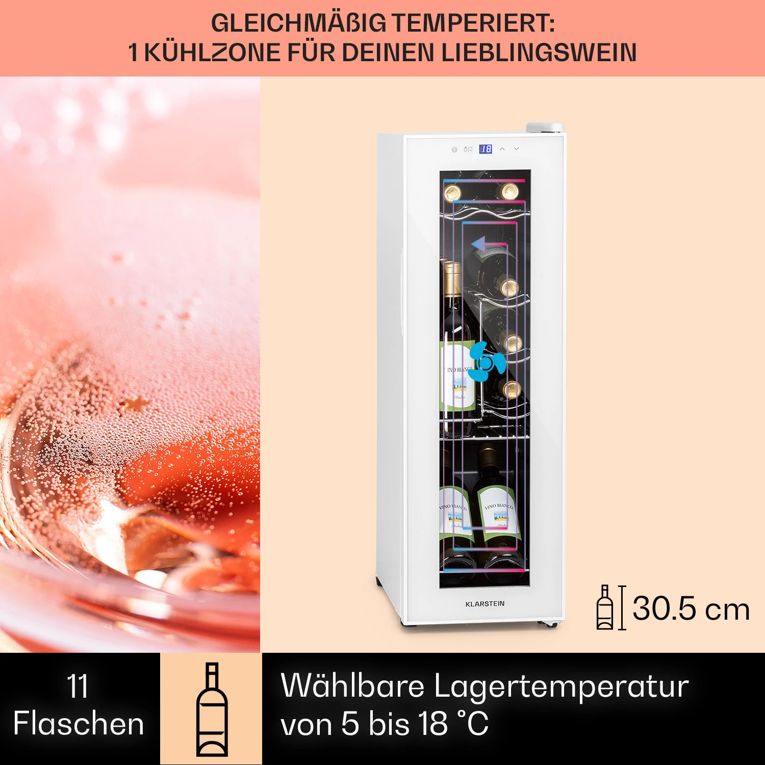 Shiraz 12 Slim Uno Weinkühlschrank 32l/12Fl.Touch 85 W 5-18 °C LED 3 Shiraz 12 Slim Uno Weinkühlschrank 32l/12Fl.Touch 85 W 5-18 °C LED – Bild 3