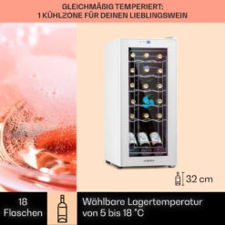 Shiraz 18 Slim Uno Weinkühlschrank 50l 18Fl Touch-Bedienfeld 5-18°C -Haushaltsgeräte Store 10040215 de 0003 usp