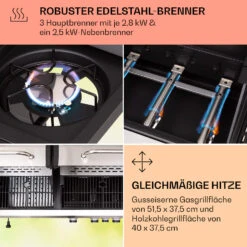 Kingsville 3.1 Kombigrill Gas + Kohle 10,9 KW 3+1 Brenner -Haushaltsgeräte Store 10040270 de 0005 usp