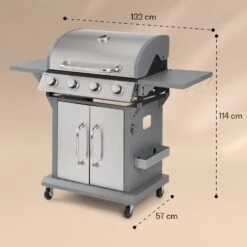 Lucifer 4 Gasgrill 4 X 3,6 KW Brenner 69x45cm Grill Edelstahl Mobil -Haushaltsgeräte Store 10040281 yy 0008 dimensions