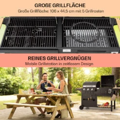 Aberdeen Kombi-Grill Gas Kohle Smoker Thermometer 2 Seitentische Mobil -Haushaltsgeräte Store 10040294 de 0004 usp