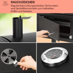 Aberdeen Kombi-Grill Gas Kohle Smoker Thermometer 2 Seitentische Mobil -Haushaltsgeräte Store 10040294 de 0005 usp