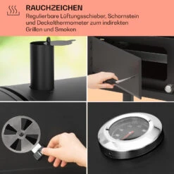 Aberdeen Kombi-Grill Gas Kohle Smoker Thermometer 2 Seitentische Mobil -Haushaltsgeräte Store 10040295 de 0006 usp