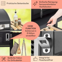 Aberdeen Kombi-Grill Gas Kohle Smoker Thermometer 2 Seitentische Mobil -Haushaltsgeräte Store 10040295 de 0007 usp