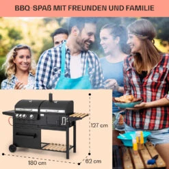 Aberdeen Kombi-Grill Gas Kohle Smoker Thermometer 2 Seitentische Mobil -Haushaltsgeräte Store 10040295 de 0008 usp