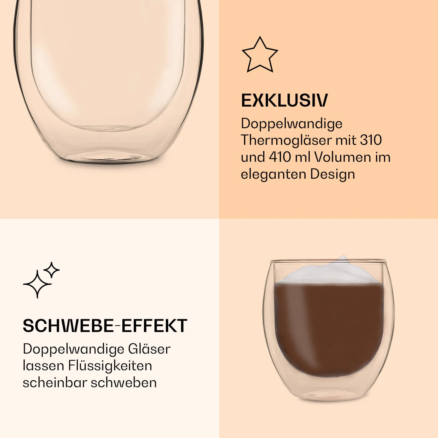 DUOS Jumbo Doppelwandiges Glas | Thermoglas | 2 X 310 Ml & 410 Ml | Trinkglas | Espressoglas, Teeglas, Shotglas | Für Heiße Und Kalte Getränke | Borosilikatglas| Hitze- Und Kältebeständig | Handgemacht | Spülmaschinenfest | Schwebe-Effekt 5 DUOS Jumbo Doppelwandiges Glas | Thermoglas | 2 X 310 Ml & 410 Ml | Trinkglas | Espressoglas, Teeglas, Shotglas | Für Heiße Und Kalte Getränke | Borosilikatglas| Hitze- Und Kältebeständig | Handgemacht | Spülmaschinenfest | Schwebe-Effekt – Bild 5