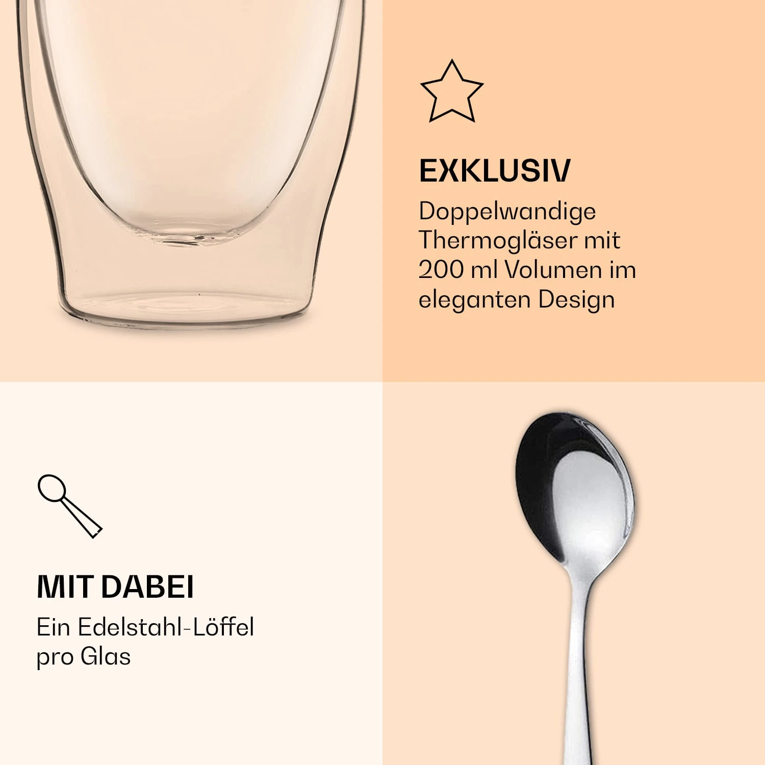 DUOS Doppelwandiges Glas 200 Ml Thermofunktion Inkl. Edelstahl-Löffel 6 DUOS Doppelwandiges Glas 200 Ml Thermofunktion Inkl. Edelstahl-Löffel – Bild 6
