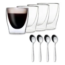 DUOS Doppelwandiges Glas 200 Ml Thermofunktion Inkl. Edelstahl-Löffel