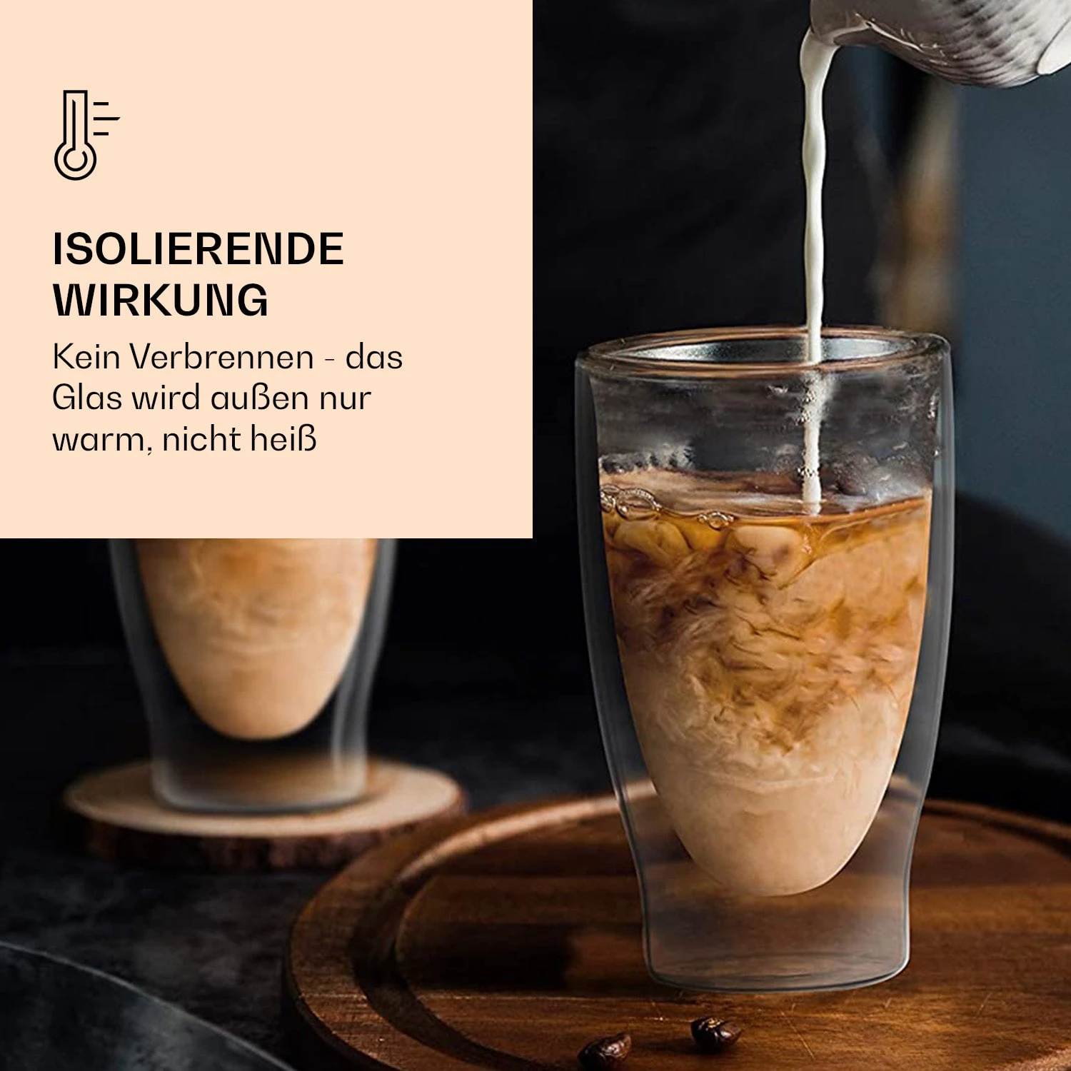 DUOS Doppelwandiges Glas 400 Ml Thermofunktion Inkl. Edelstahl-Löffel 2 DUOS Doppelwandiges Glas 400 Ml Thermofunktion Inkl. Edelstahl-Löffel – Bild 2