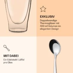 DUOS Doppelwandiges Glas 400 Ml Thermofunktion Inkl. Edelstahl-Löffel 12 DUOS Doppelwandiges Glas 400 Ml Thermofunktion Inkl. Edelstahl-Löffel -Haushaltsgeräte Store 10040403 de 0006 logo