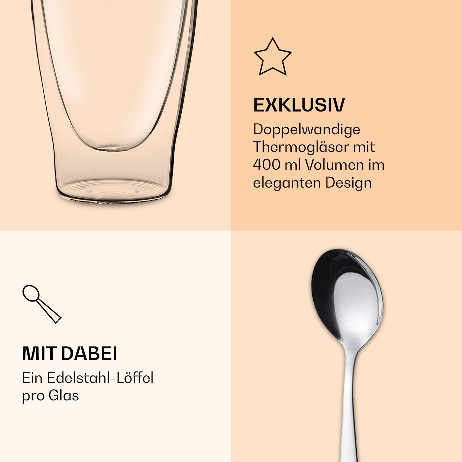 DUOS Doppelwandiges Glas 400 Ml Thermofunktion Inkl. Edelstahl-Löffel 6 DUOS Doppelwandiges Glas 400 Ml Thermofunktion Inkl. Edelstahl-Löffel – Bild 6