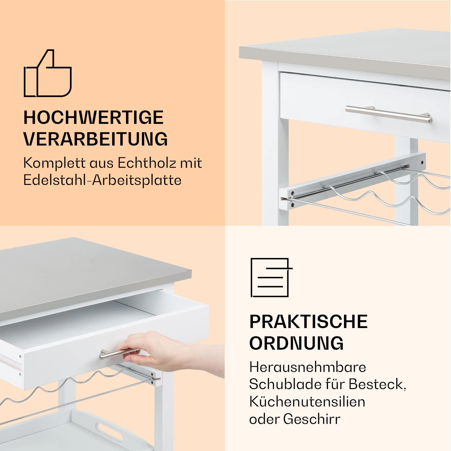 Vermont Servierwagen Küchenwagen 5 Etagen Holz Edelstahl Mobil 5 Vermont Servierwagen Küchenwagen 5 Etagen Holz Edelstahl Mobil – Bild 5