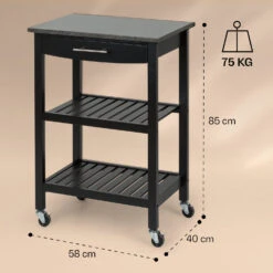 Tennessee Servierwagen Küchenwagen 4 Etagen Holz Granit Mobil -Haushaltsgeräte Store 10041121 yy 0006 dimensions