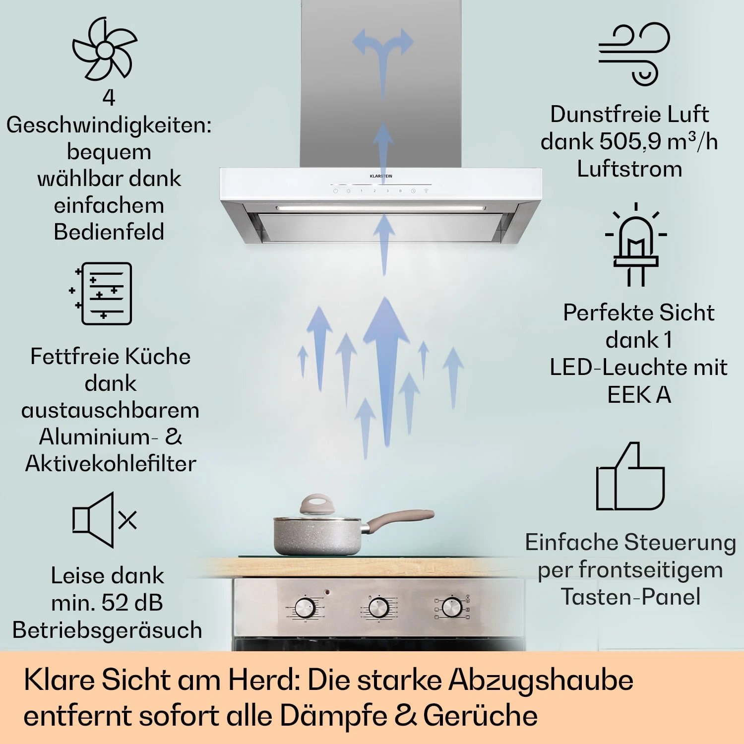 Alinea 60 Dunstabzugshaube 60cm Wandhaube WiFi A++ 500m³/h Touch 2 Alinea 60 Dunstabzugshaube 60cm Wandhaube WiFi A++ 500m³/h Touch – Bild 2