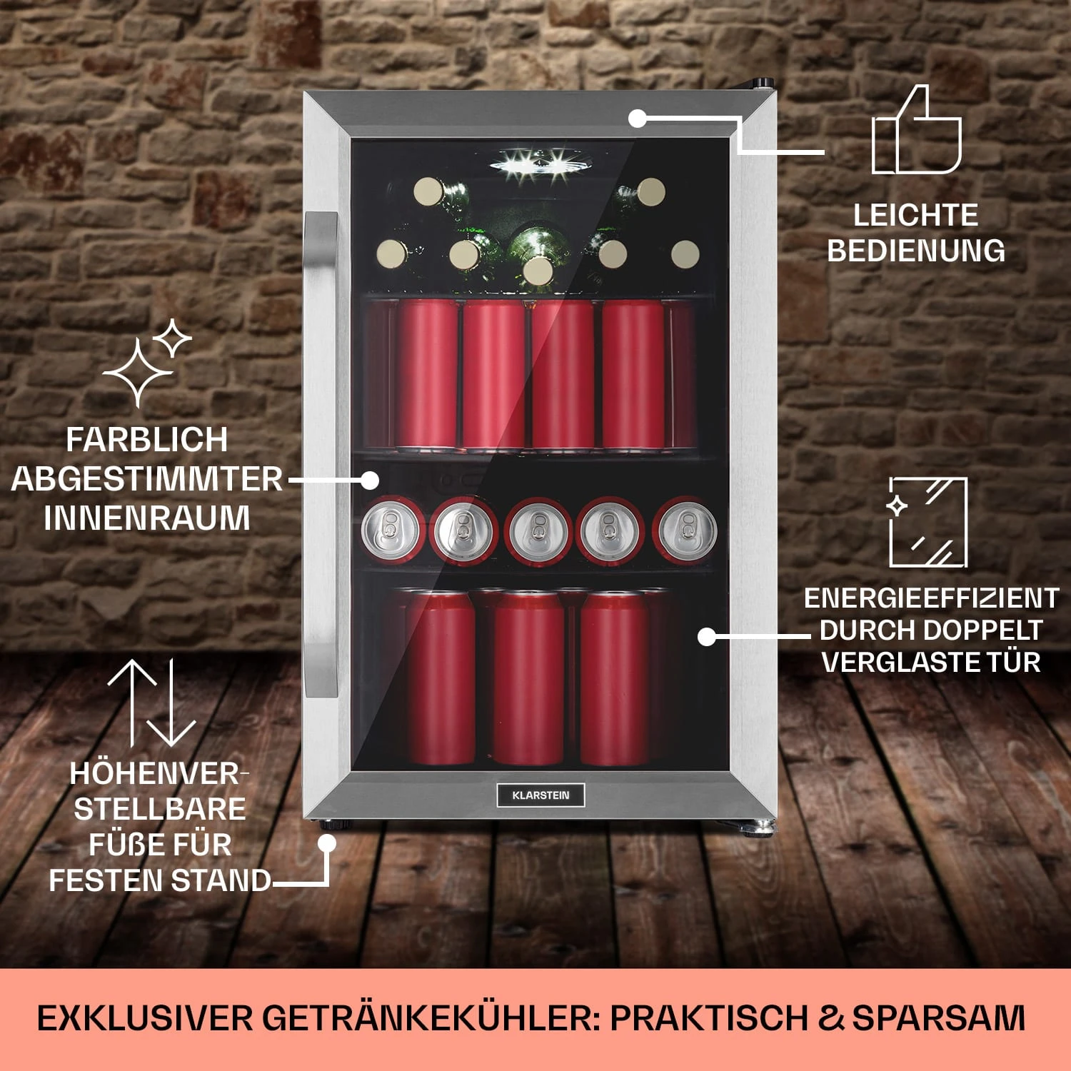 Beersafe 70 Birra Edition Kühlschrank 70 Ltr 3 Böden Glastür Edelstahl 6 Beersafe 70 Birra Edition Kühlschrank 70 Ltr 3 Böden Glastür Edelstahl – Bild 6