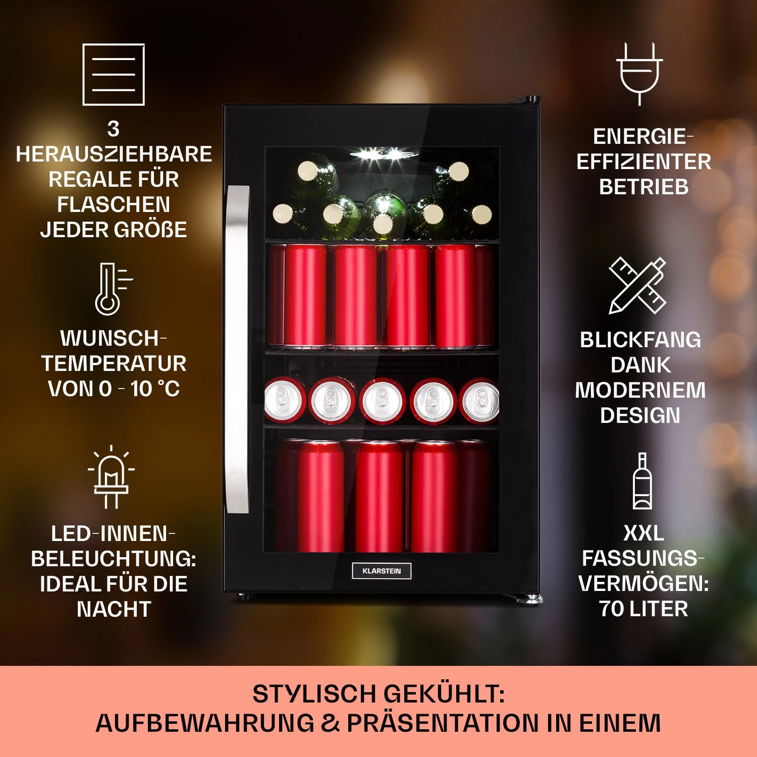 Beersafe 70 Birra Edition Kühlschrank 70 Liter 3 Böden Glas Edelstahl 2 Beersafe 70 Birra Edition Kühlschrank 70 Liter 3 Böden Glas Edelstahl – Bild 2