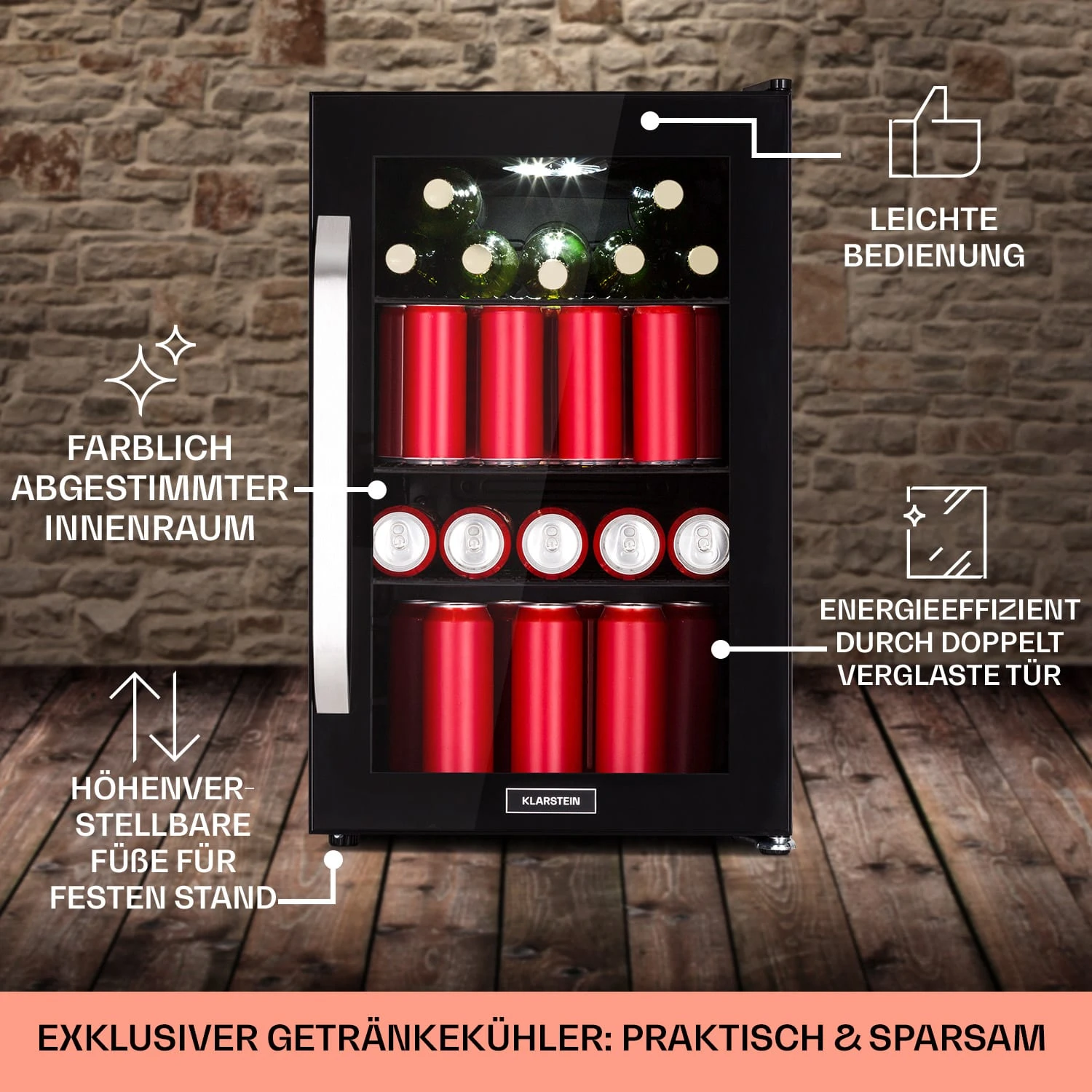 Beersafe 70 Birra Edition Kühlschrank 70 Liter 3 Böden Glas Edelstahl 6 Beersafe 70 Birra Edition Kühlschrank 70 Liter 3 Böden Glas Edelstahl – Bild 6