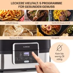 Combo Air Grill-Heißluftfritteuse 5 Programme 1500 Watt 4,5 L Grillkorb 2,5 L Frittierkorb -Haushaltsgeräte Store 10041330 de 0003 usp