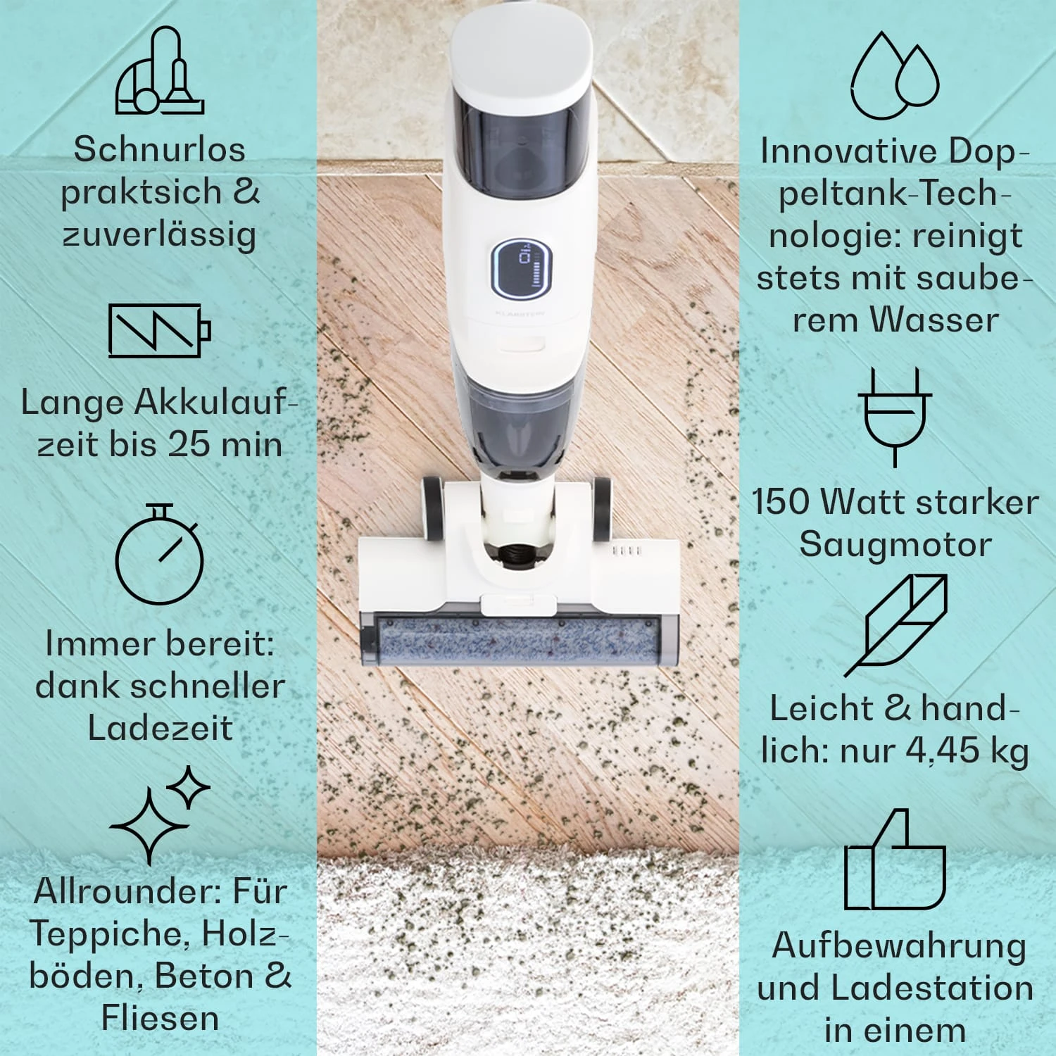 Caswell Nass-/Trockensauger Kabellos Akkubetrieben LED-Display 2 Caswell Nass-/Trockensauger Kabellos Akkubetrieben LED-Display – Bild 2