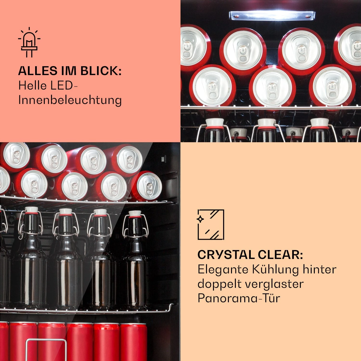 Beersafe XL Kühlschrank 60 Liter 2 Böden Doppelt Isolierte Panoramaglastür Edelstahl 4 Beersafe XL Kühlschrank 60 Liter 2 Böden Doppelt Isolierte Panoramaglastür Edelstahl – Bild 4