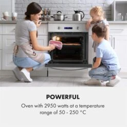 Gusteau Hektor Einbau-Set Backofen + Unterbau-Haube 2950W 64Ltr 530 M³/h Weiß Edelstahl -Haushaltsgeräte Store 60002592 yy 0003 logo Klarstein Gusteau Elektrischer Einbaubackofen weiss